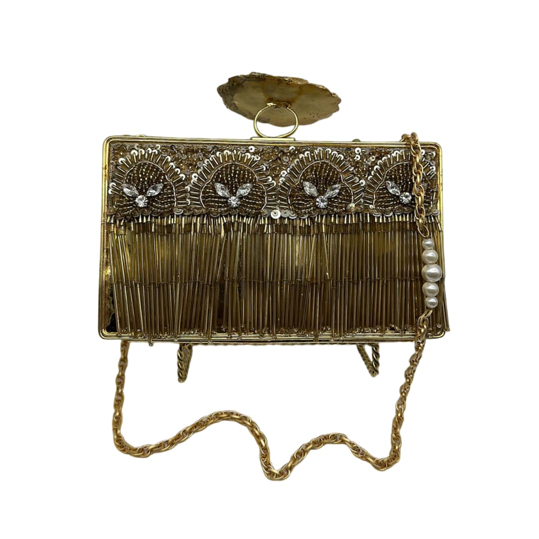 Bronze Embroidered Clutch