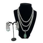 Green Three Layered American Diamond Droplets Set