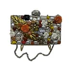 Rectangle Flowers Pearl Clutch