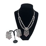 Pink Drop Style American Diamond Necklace Set