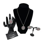 Silver Pendant Set with Pink Stones