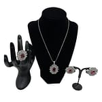 Silver Pendant Set with Red Stones