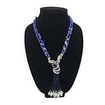 Long tassel style ad necklace in Sapphire blue