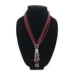 Long Tassel Style Necklace with Ruby Strands