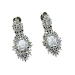 Silver American Diamond White Statement Earrings