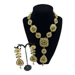 Green Kundan meena mala set with matching earrings