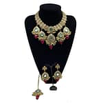 Kundan meena Kari necklace set with ruby, mint green droplets and pearls