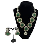 Hand carved emeralds and uncut kundan set