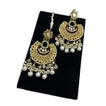 Kundan oversized earrings with real pearls hanging and finish