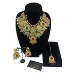 Hand carved semi precious stones kundan set with pearls finish