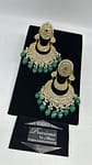 Chand Bali style statement earrings with real pearl and semi precious emeralds hanging