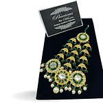 Statement kundan jhoomer in semi precious emeralds and pearls